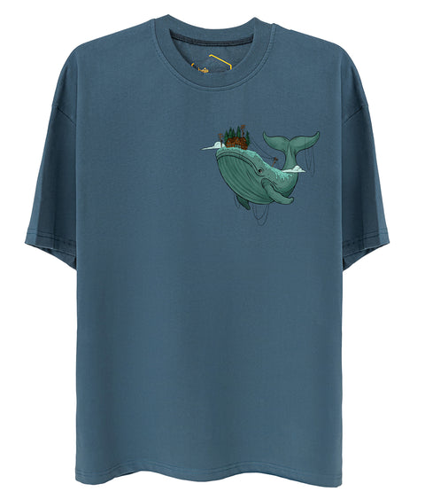 Whale Design Unisex Oversize Tshirt