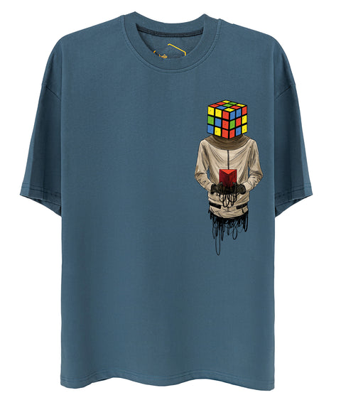 Cube Head Design Oversize Tshirt