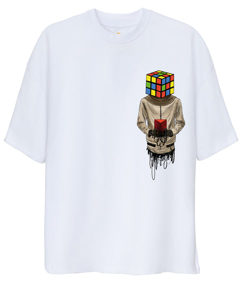 Cube Head Design Oversize Tshirt