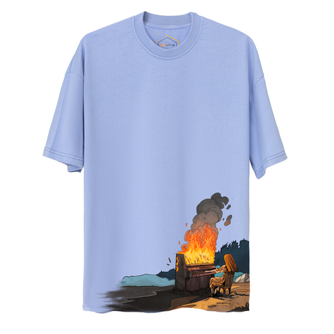 The Burning Piano Design Unisex Oversize Tshirt