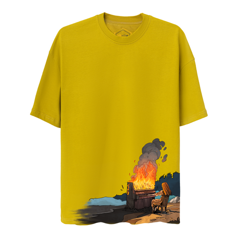 The Burning Piano Design Unisex Oversize Tshirt