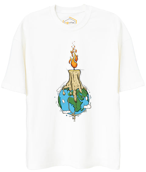 Candle Design Unisex Oversize Tshirt