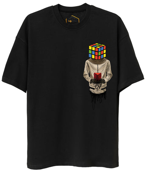 Cube Head Design Oversize Tshirt