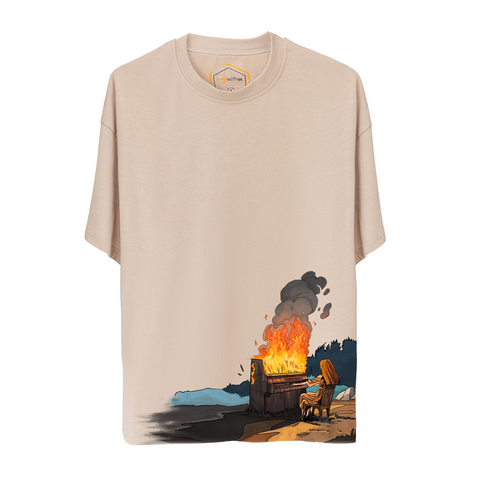 The Burning Piano Design Unisex Oversize Tshirt