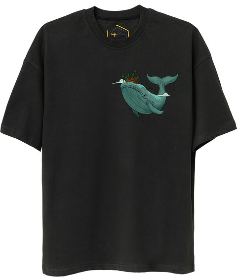 Whale Design Unisex Oversize Tshirt