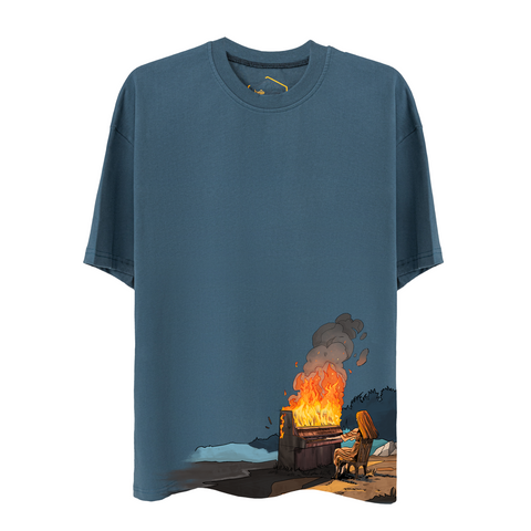 The Burning Piano Design Unisex Oversize Tshirt