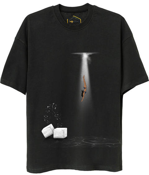 Water With Ice Design Unisex Oversize Tshirt