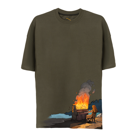 The Burning Piano Design Unisex Oversize Tshirt