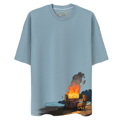 The Burning Piano Design Unisex Oversize Tshirt