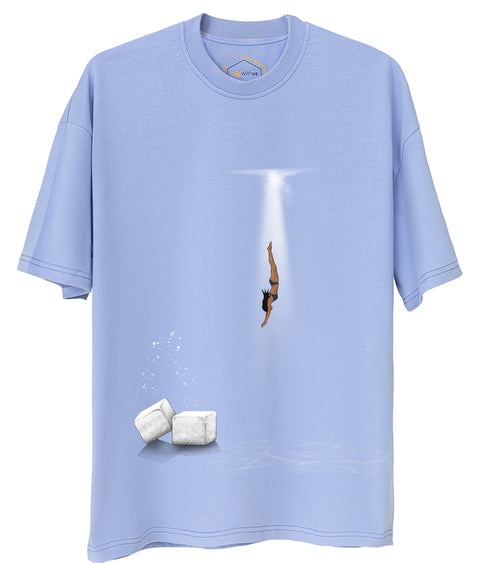 Water With Ice Design Unisex Oversize Tshirt