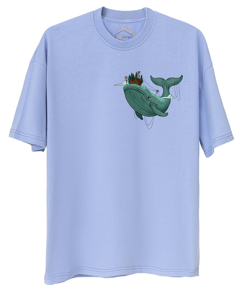 Whale Design Unisex Oversize Tshirt