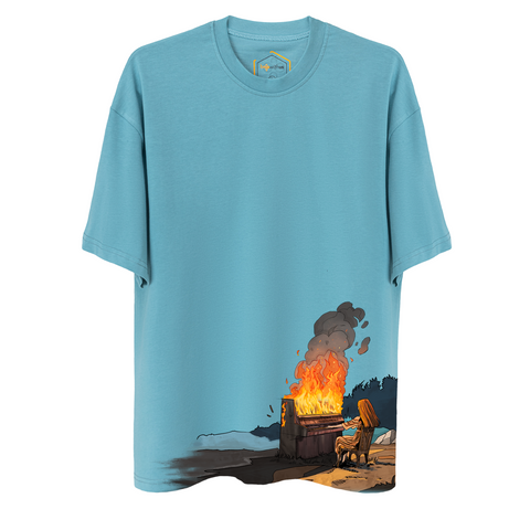 The Burning Piano Design Unisex Oversize Tshirt