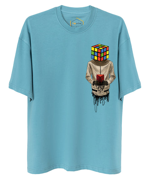 Cube Head Design Oversize Tshirt