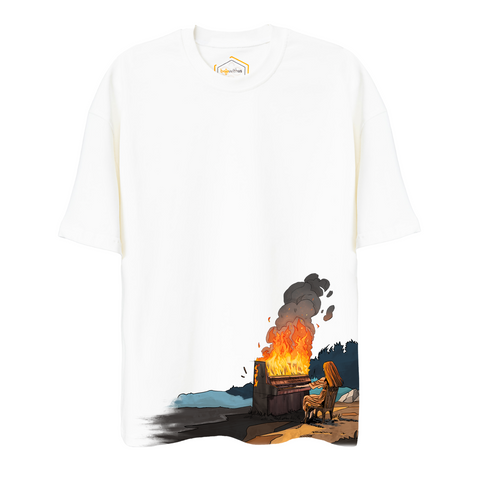 The Burning Piano Design Unisex Oversize Tshirt