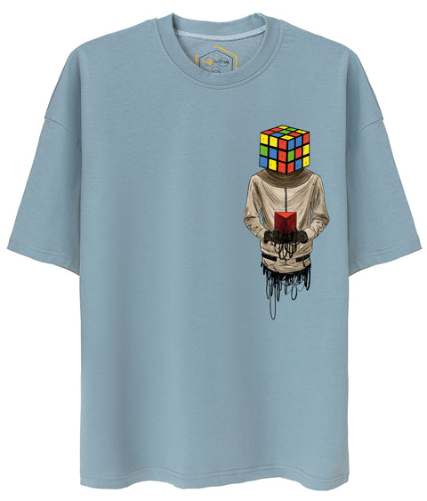 Cube Head Design Oversize Tshirt