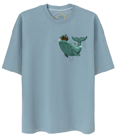 Whale Design Unisex Oversize Tshirt