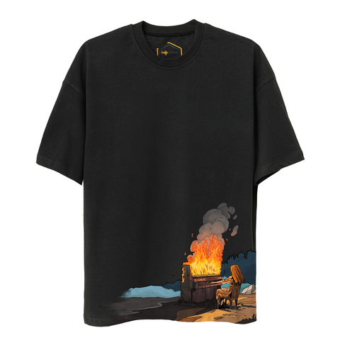 The Burning Piano Design Unisex Oversize Tshirt