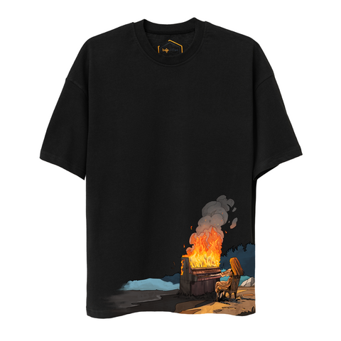 The Burning Piano Design Unisex Oversize Tshirt