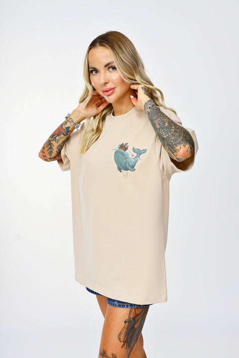 Whale Design Oversize Tshirt