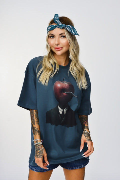 Apple Head Design Oversize Tshirt