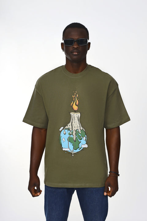 Candle Design Unisex Oversize Tshirt