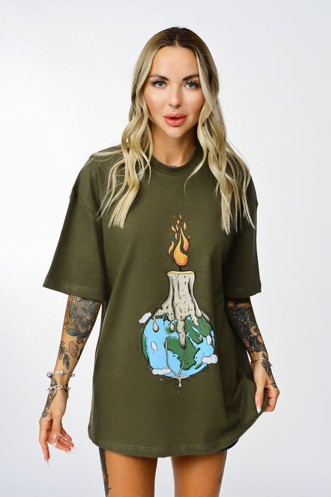 Candle Design Unisex Oversize Tshirt