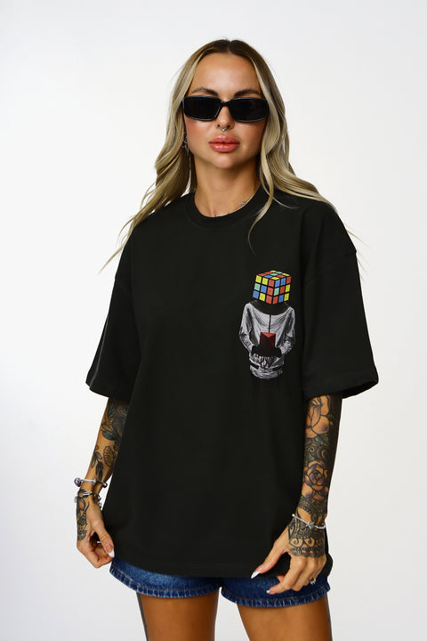 Cube Head Design Oversize Tshirt